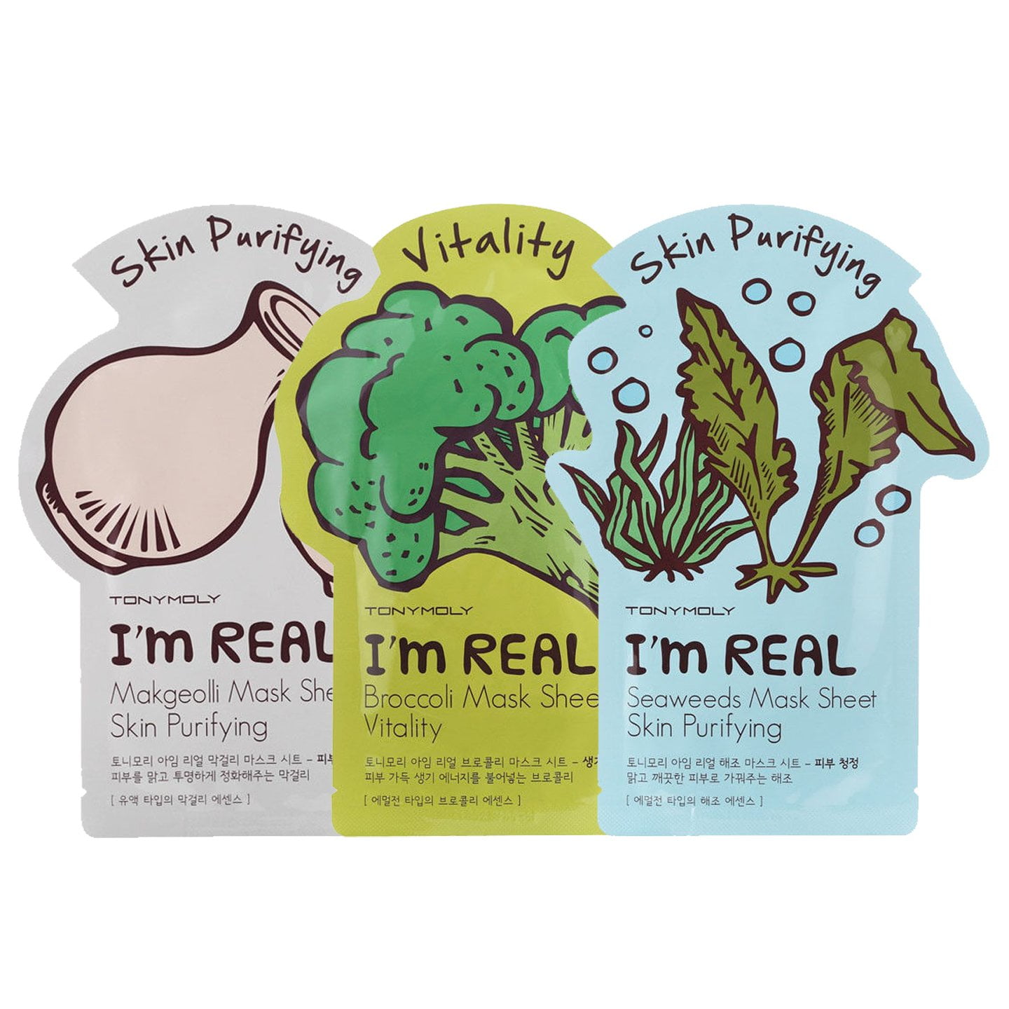 8 Pack TonyMoly Im Real Sheet Mask Deep cleansing Beauty Face Mask Tony Moly Pore Cleaning Mask Maximum Moisture Day Cream (Salon Product) 1.7oz